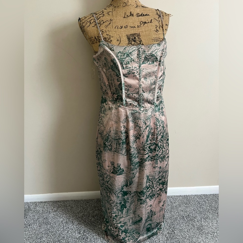Fashion Nova Pink and Green Midi Dress